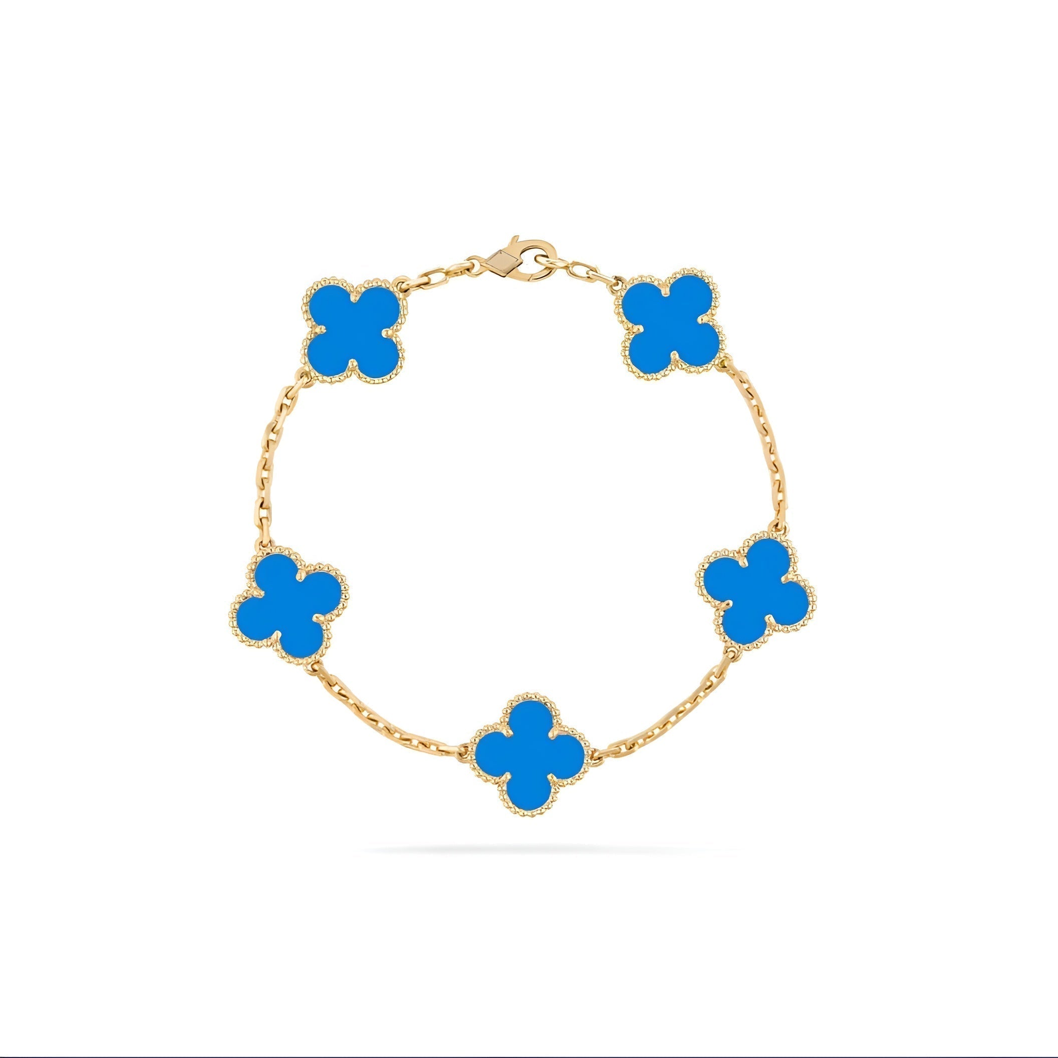 14ct Clover Charm Bracelet/Agate