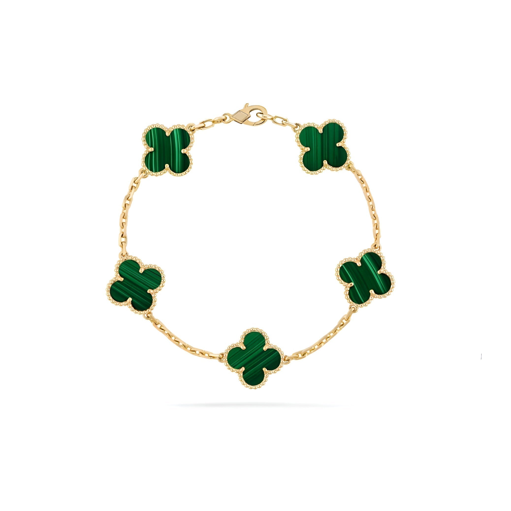 14ct Clover Charm Bracelet/Malachite