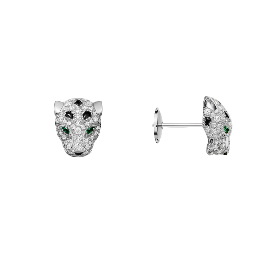 14ct White Gold Panthere Earrings